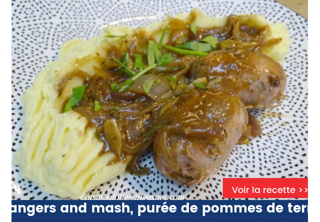 Bangers and mash, purée de pommes de terre